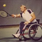 Photo by Wendy ParksWheelchair tennis founder Brad Parks plays in 1985.