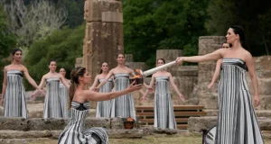 Paris Olympic 2024 torch lit in Olympia, the birthplace of Olympics